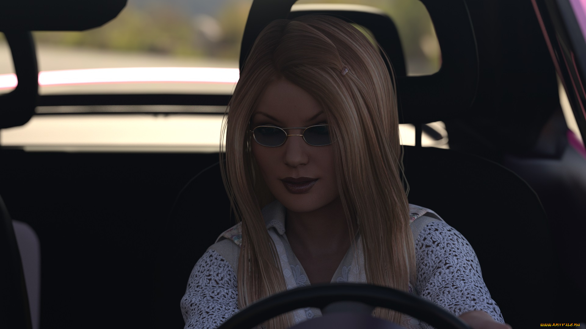 3д, графика, люди-авто, мото, , people-, car, , , moto, фон, взгляд, девушка