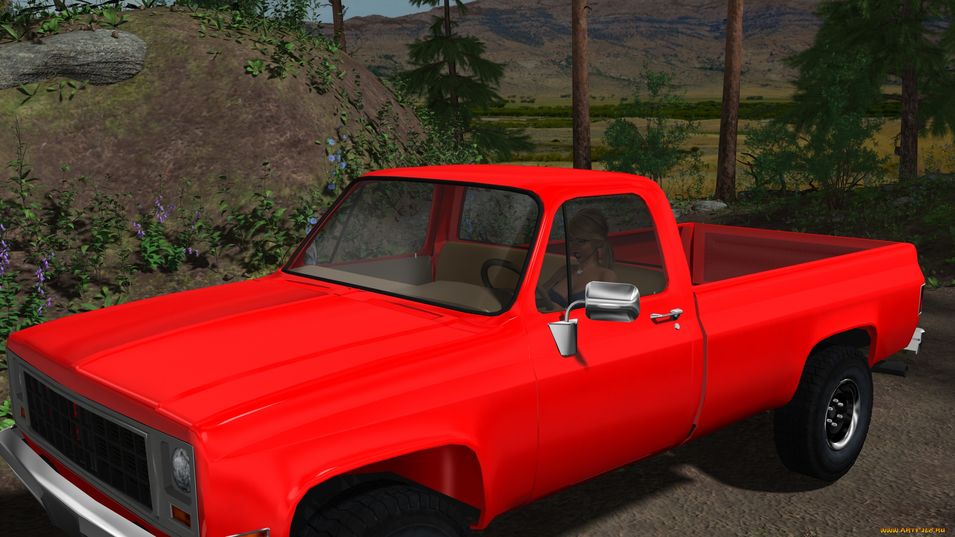 3д, графика, люди-авто, мото, , people-, car, , , moto, взгляд, девушка, фон