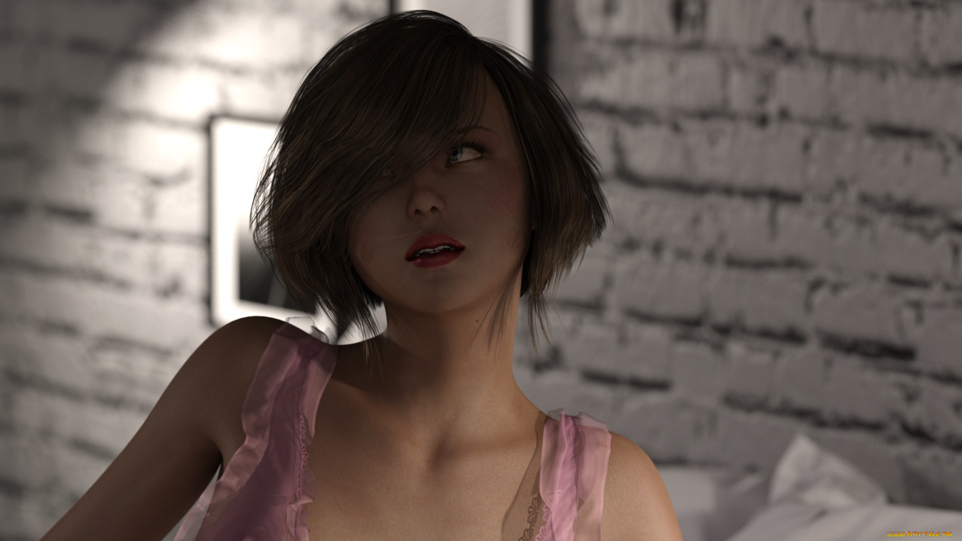 3д, графика, портрет, , portraits, взгляд, девушка, фон