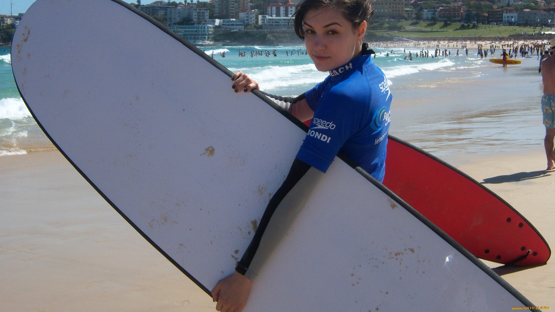 девушки, sasha, grey, , marina, ann, hantzis, шатенка, серф, берег, пляж, здания