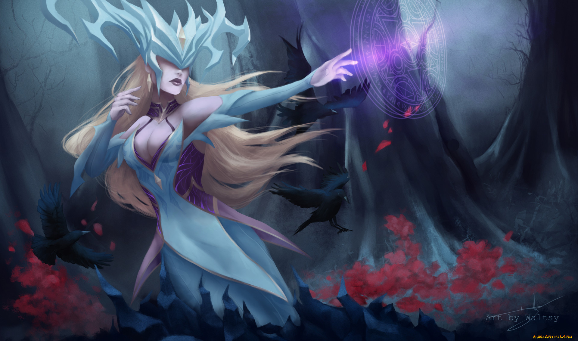 видео, игры, league, of, legends, lissandra, магия, птицы, лес