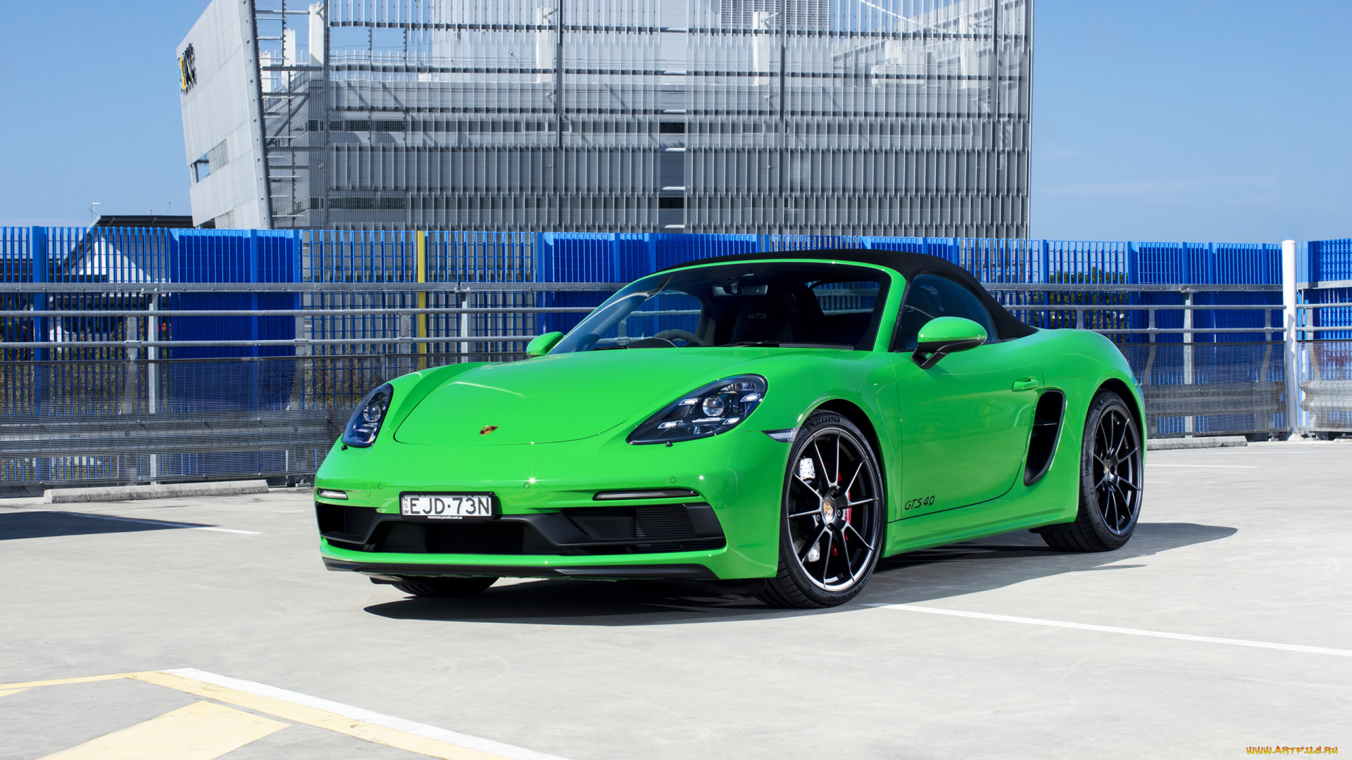 автомобили, porsche, 718, boxster, gts4, зеленый, купе, порше