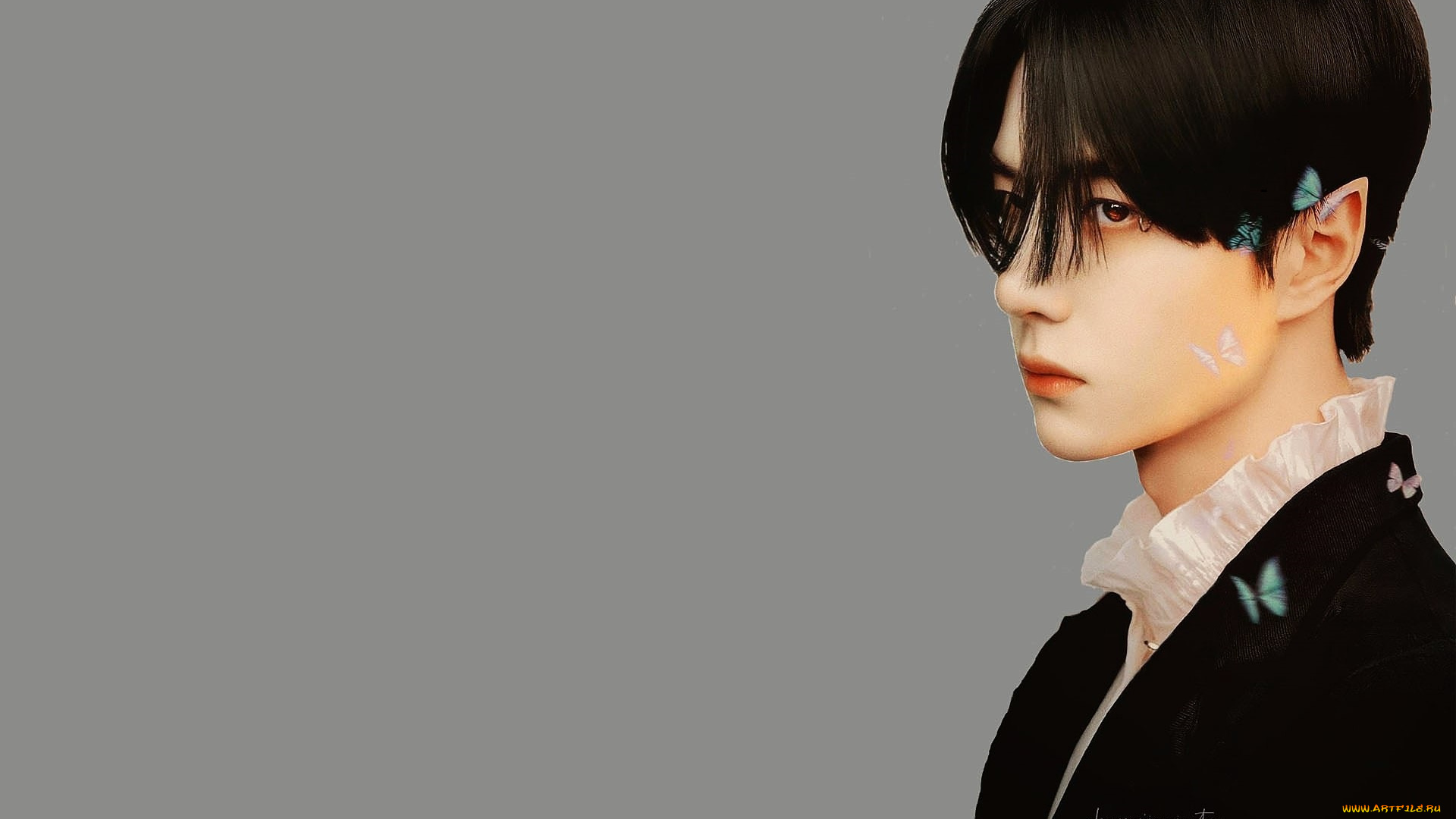 фэнтези, эльфы, лицо, эльф, бабочки