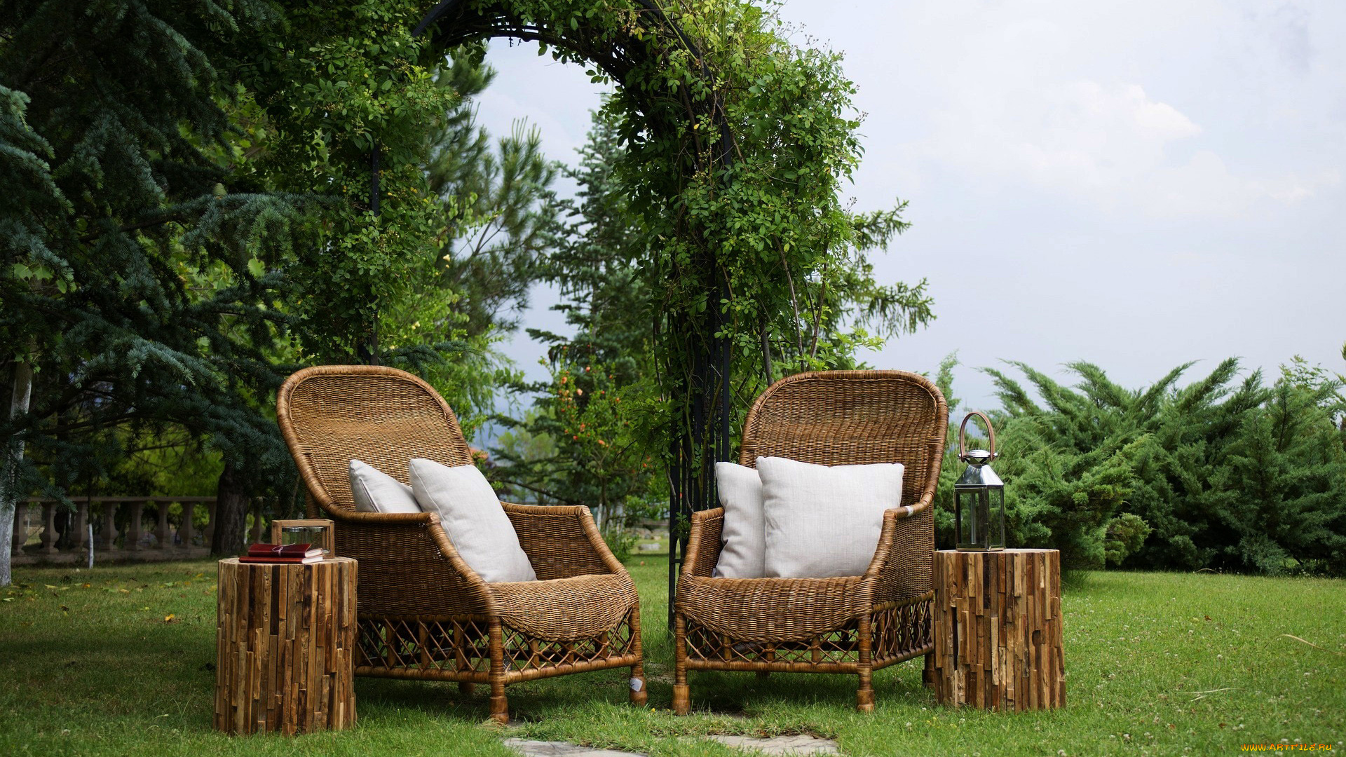 интерьер, мебель, плетеная, садовая