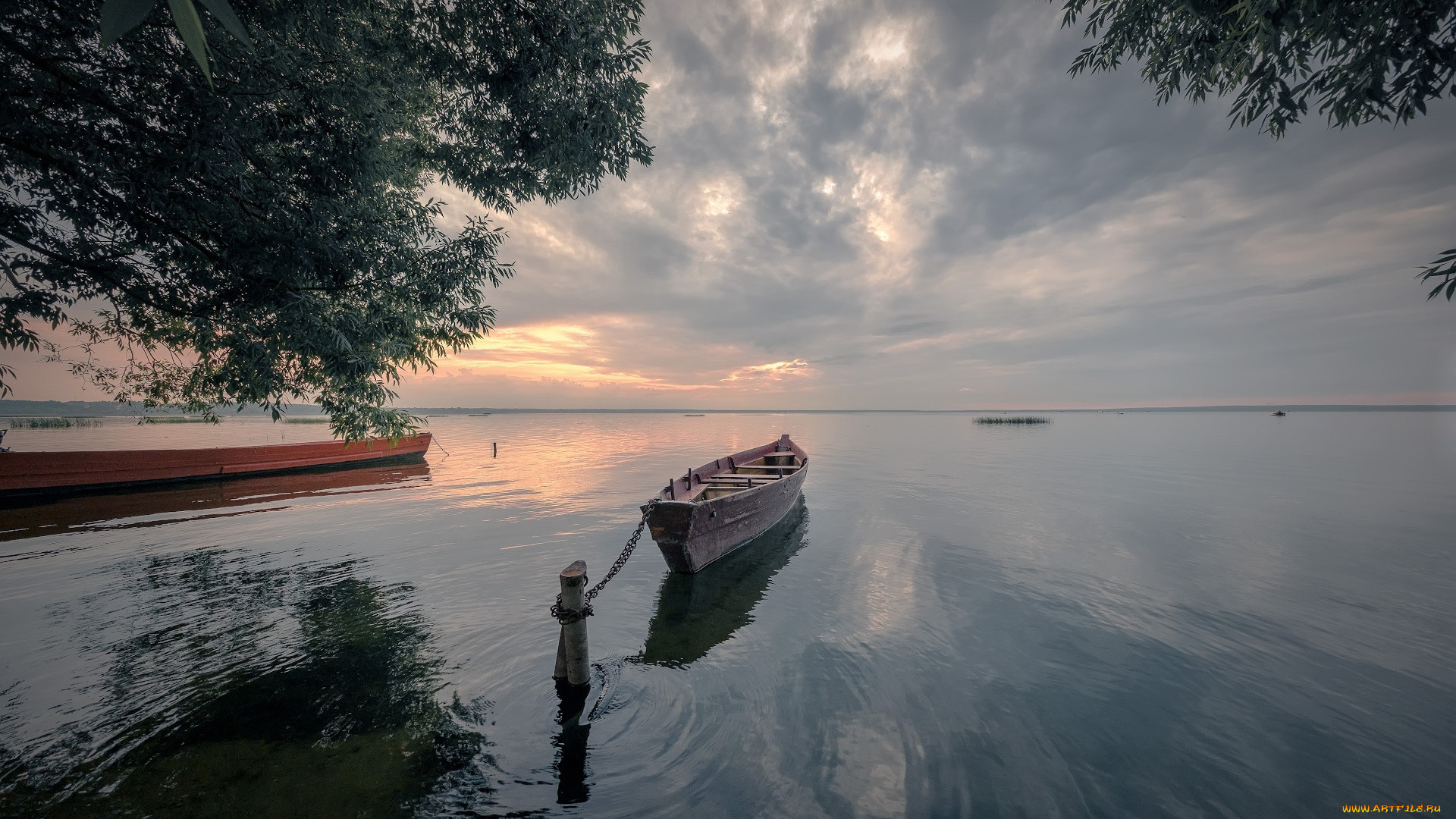 корабли, лодки, , шлюпки, озеро, лодка, закат