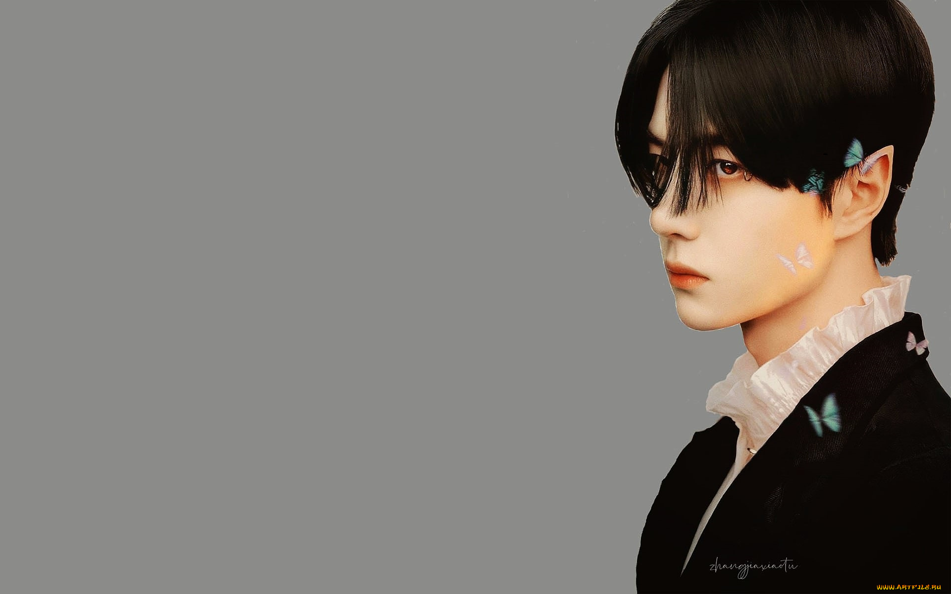 фэнтези, эльфы, лицо, эльф, бабочки