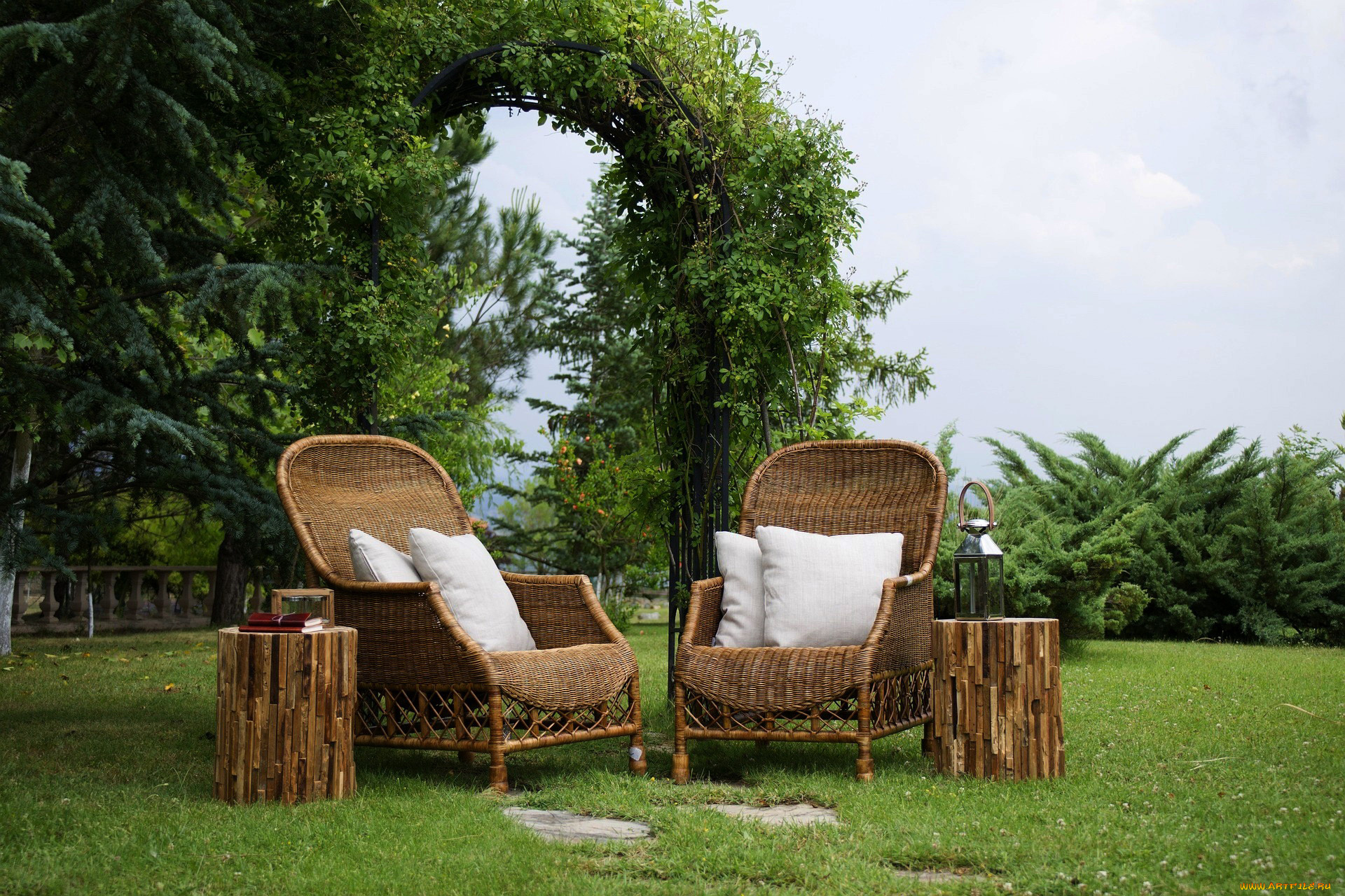 интерьер, мебель, плетеная, садовая