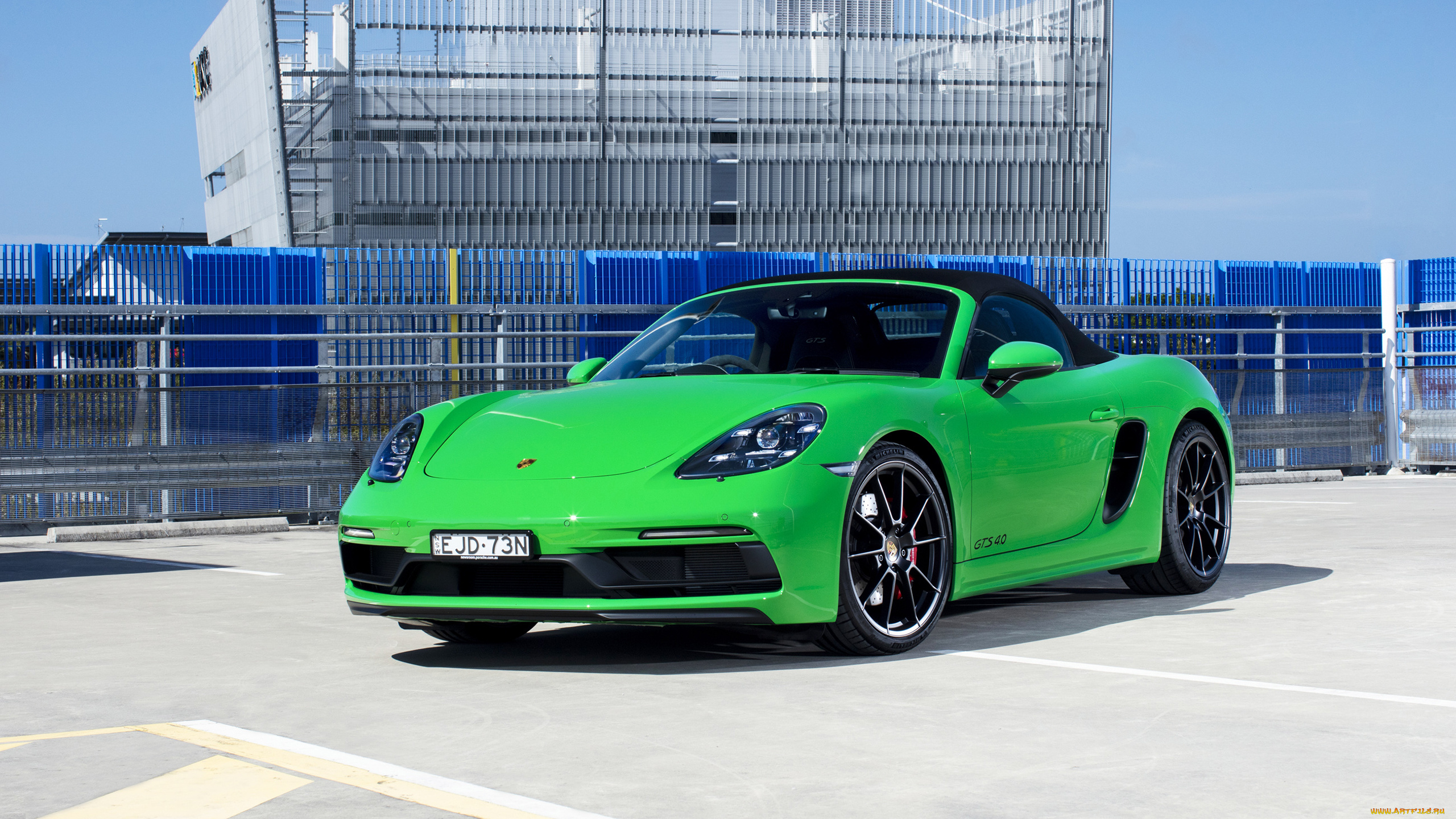 автомобили, porsche, 718, boxster, gts4, зеленый, купе, порше