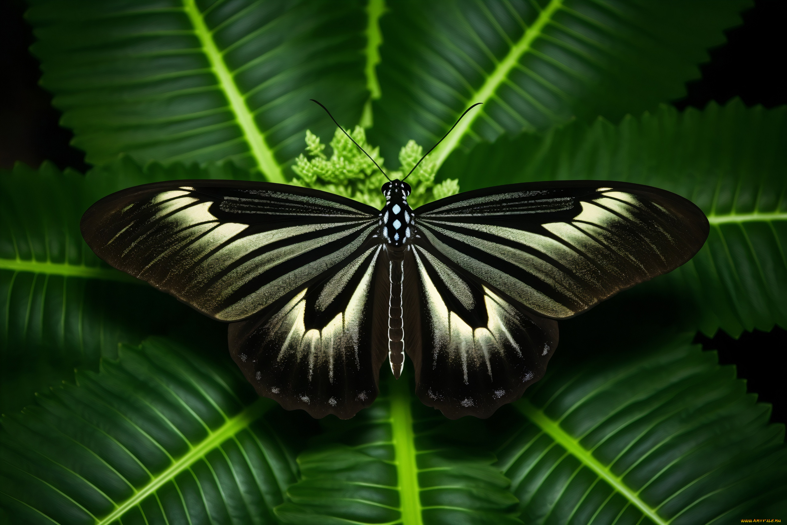 3д, графика, животные, , animals, листья, бабочка, цветение, цифровое, искусство, cгенерировано, ии