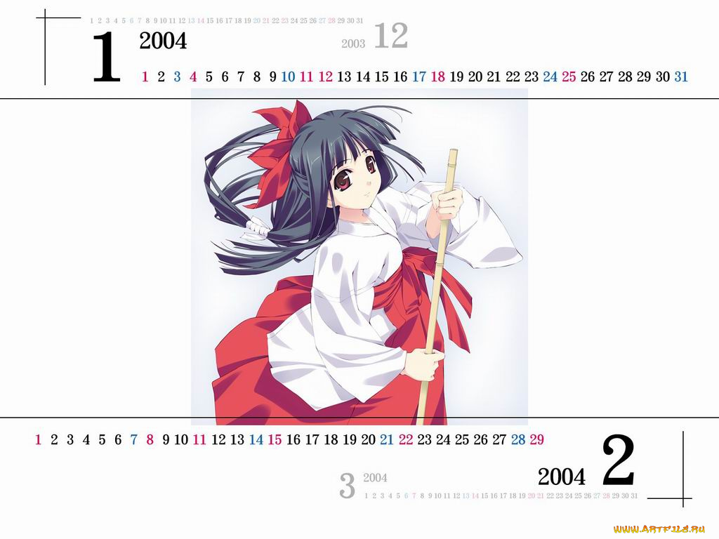 календари, аниме