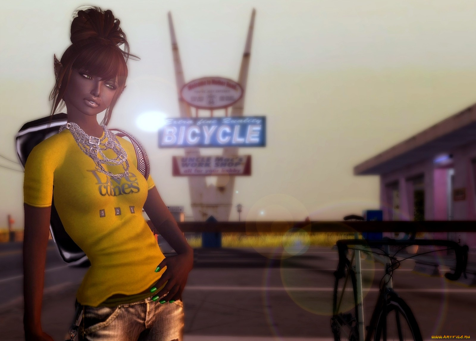 3д, графика, elves, эльфы, уши, футболка, велосипед