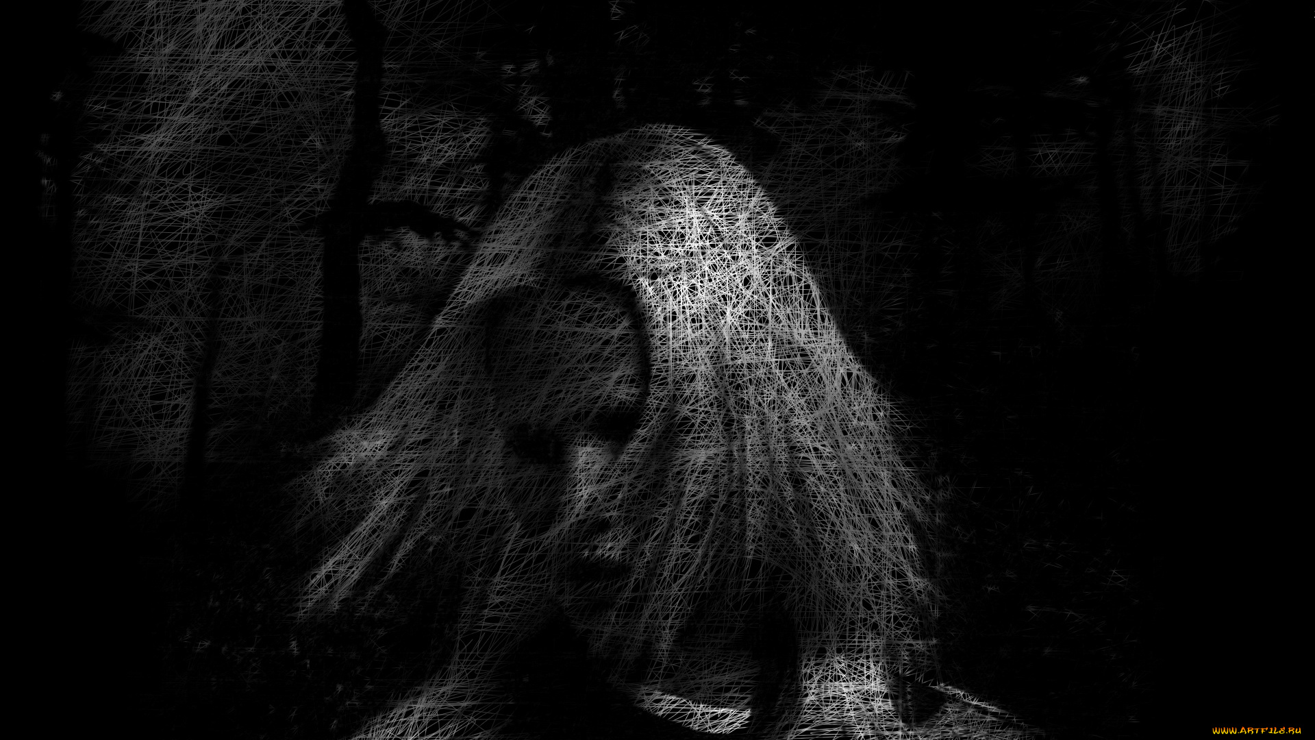 3д, графика, abstract, абстракции, тёмный, девушка