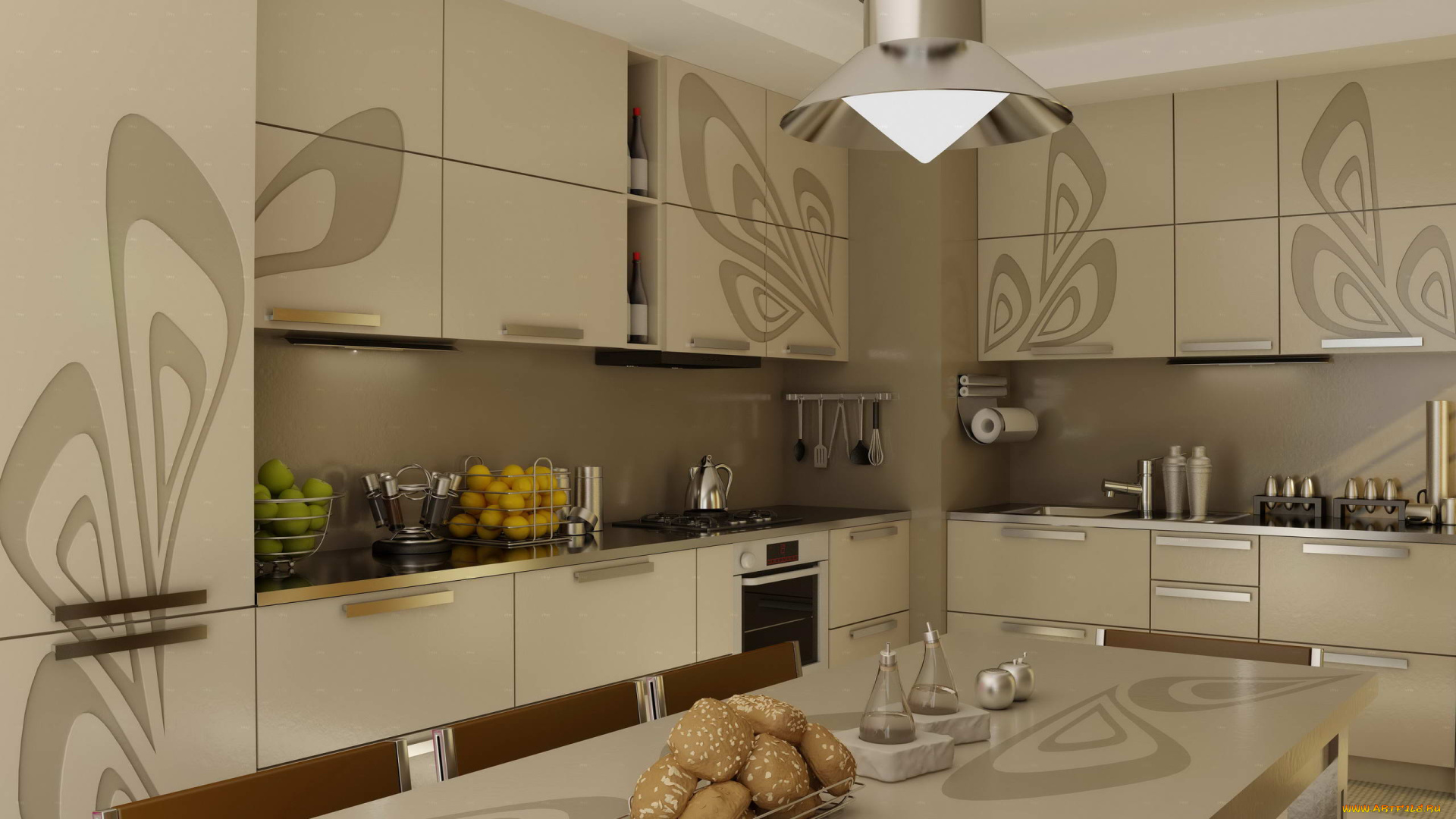 3д, графика, realism, реализм, кухня, стол, стулья