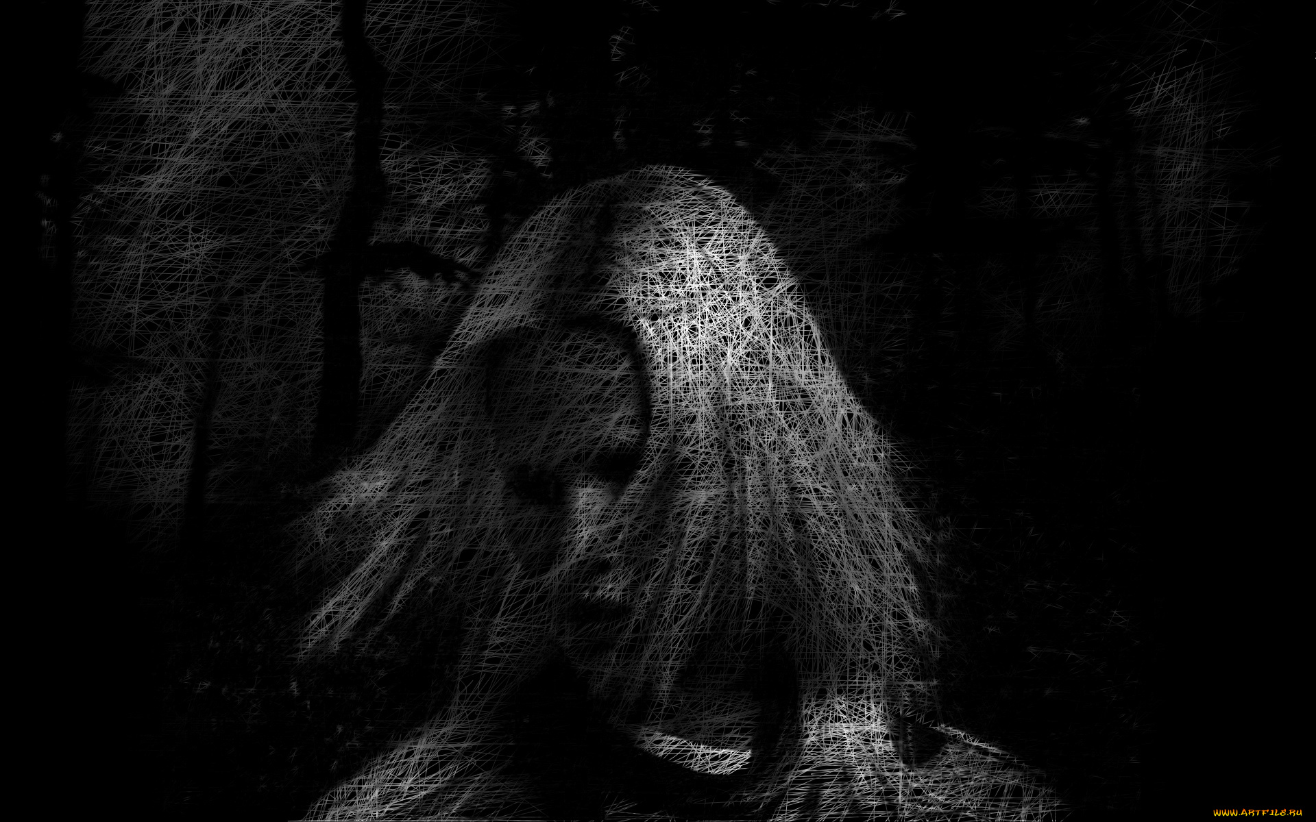 3д, графика, abstract, абстракции, тёмный, девушка