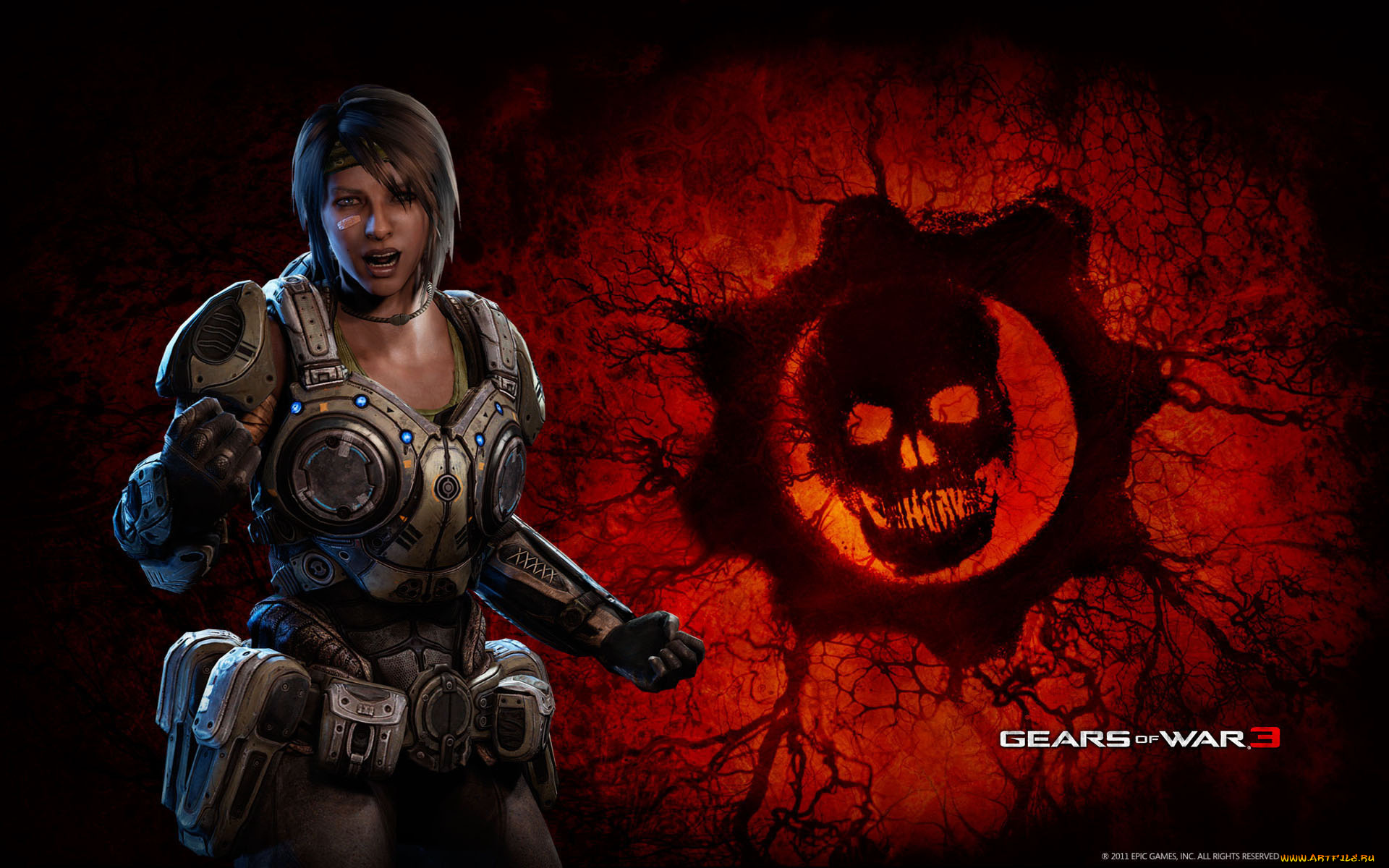 видео, игры, gears, of, war, череп, девушка