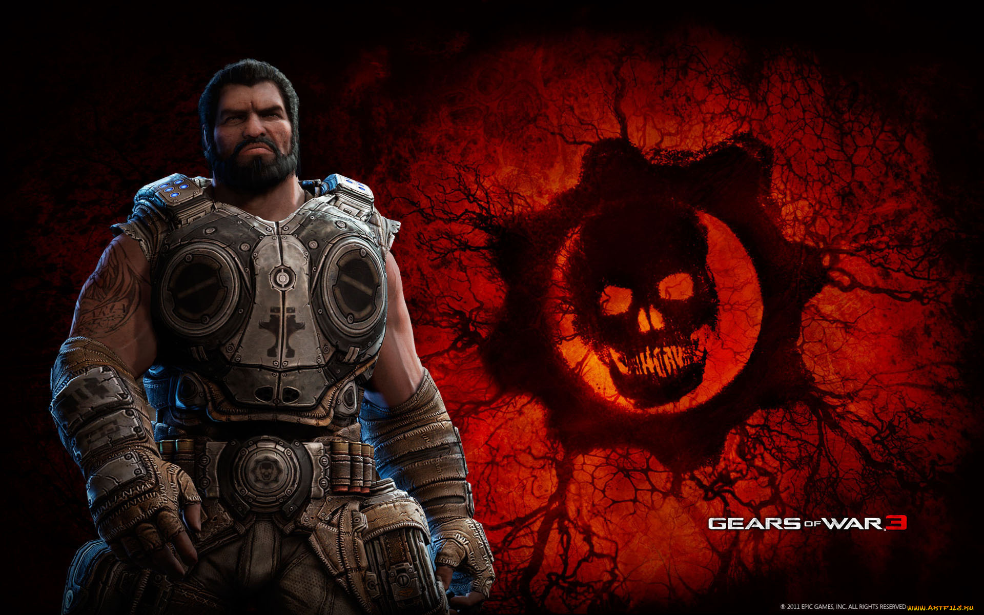 видео, игры, gears, of, war, череп, воин