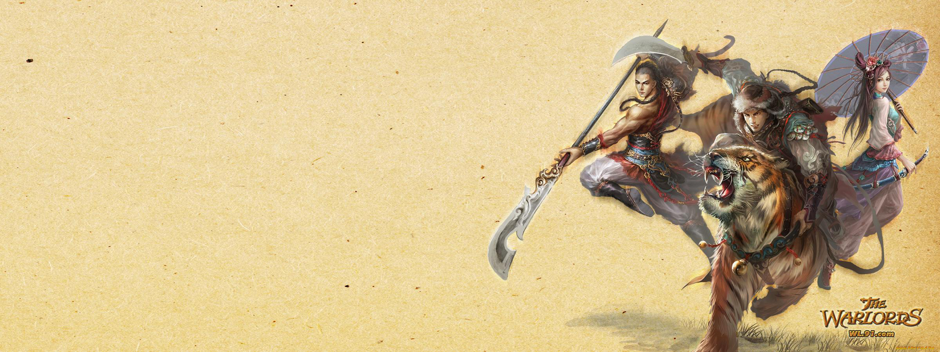 видео, игры, the, warlords, воины, зонт, девушка, тигр