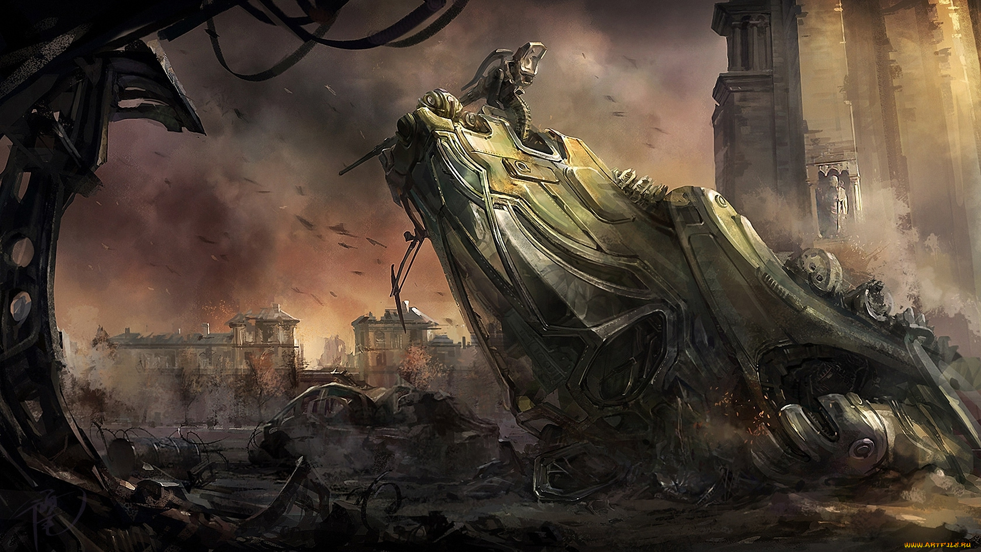 фэнтези, роботы, киборги, механизмы, разруха