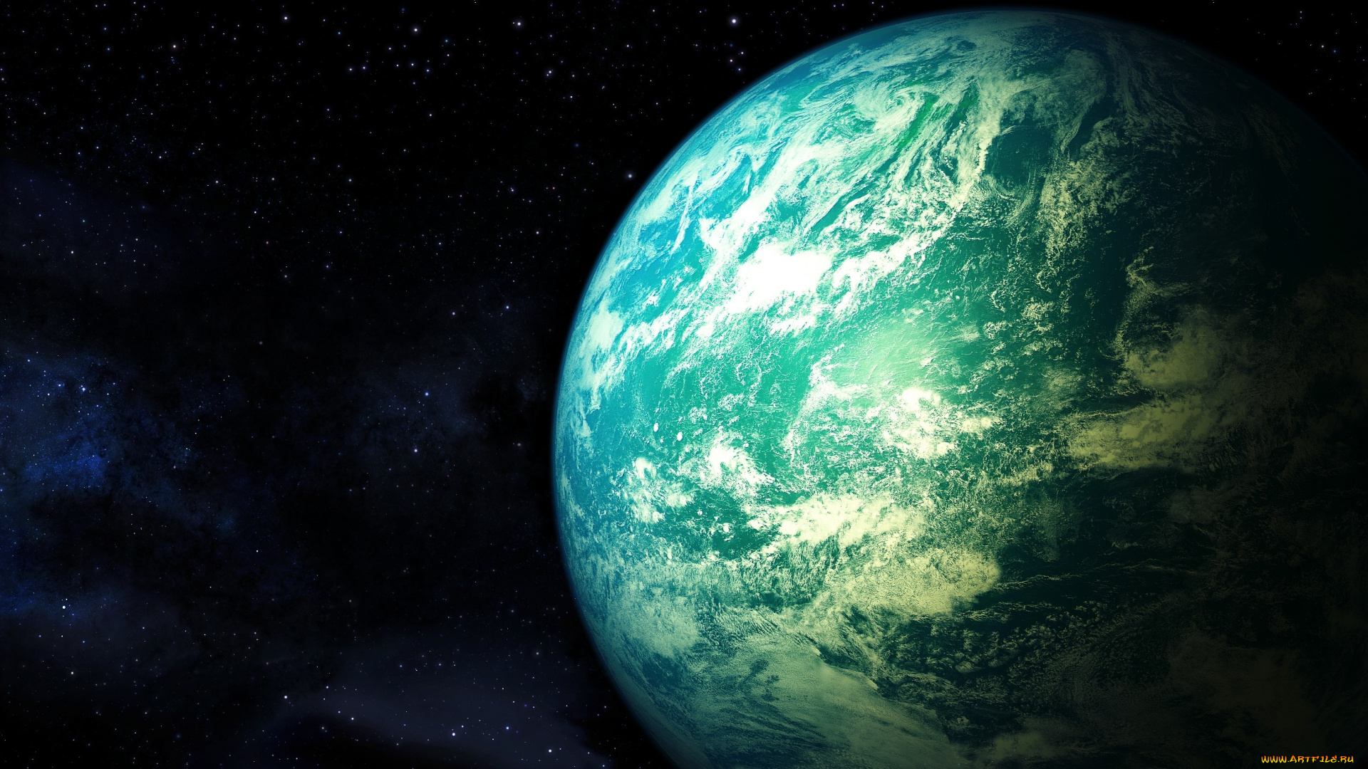 космос, арт, вселенная, планета, звезды