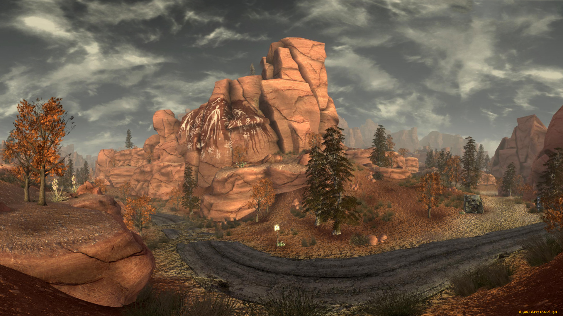 mountain, 3д, графика, nature, landscape, природа, рисунки, дорога, гора