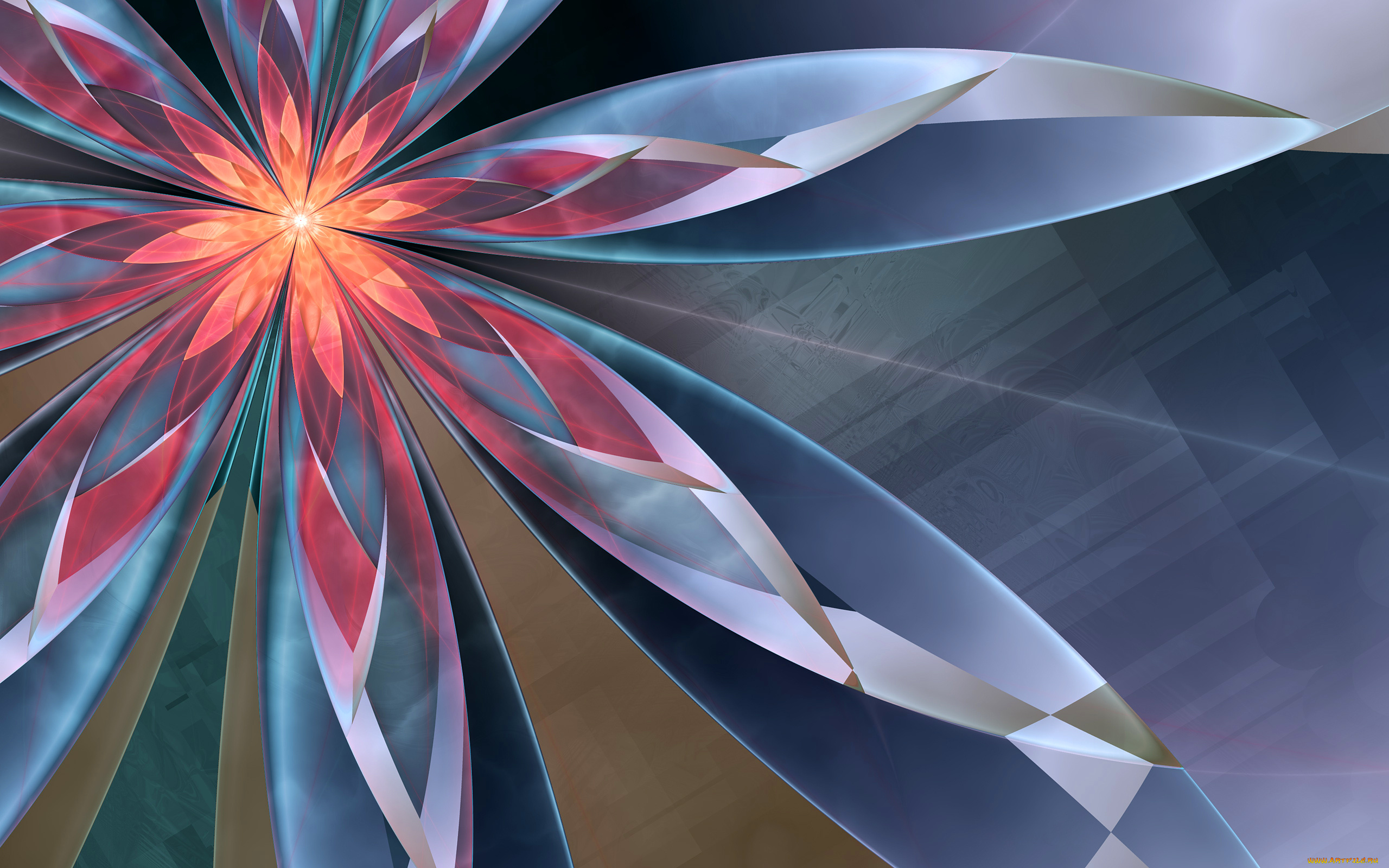 3д, графика, flowers, цветы, свечение, цветок