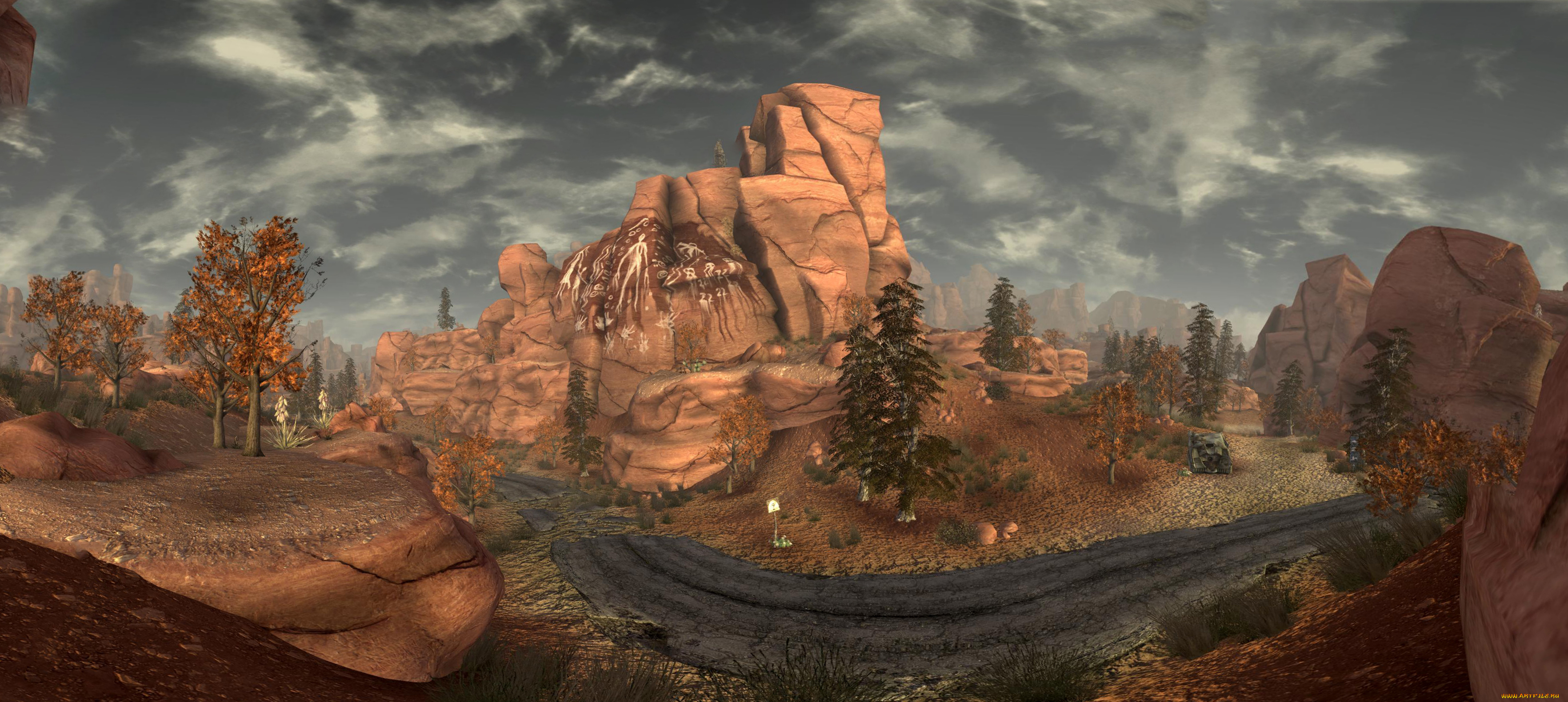 mountain, 3д, графика, nature, landscape, природа, рисунки, дорога, гора