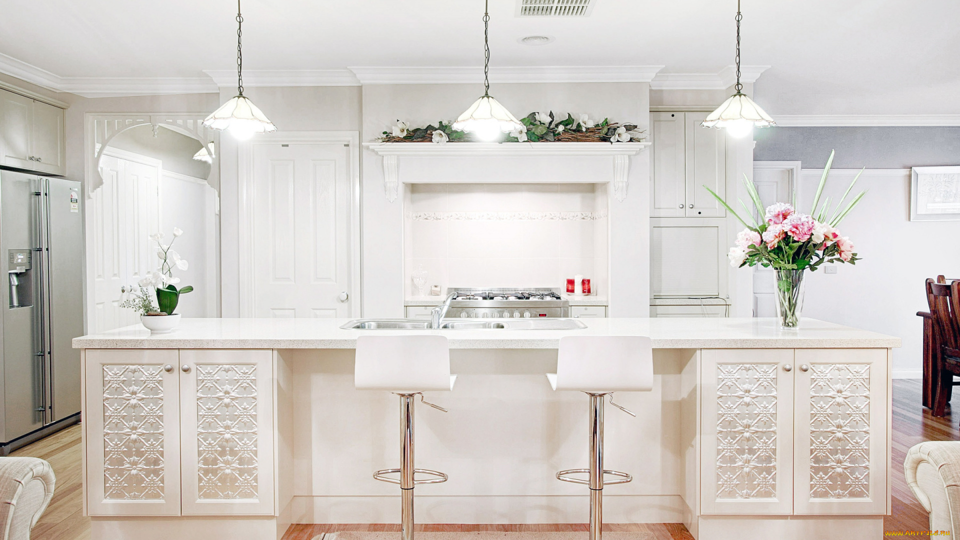 интерьер, кухня, белый