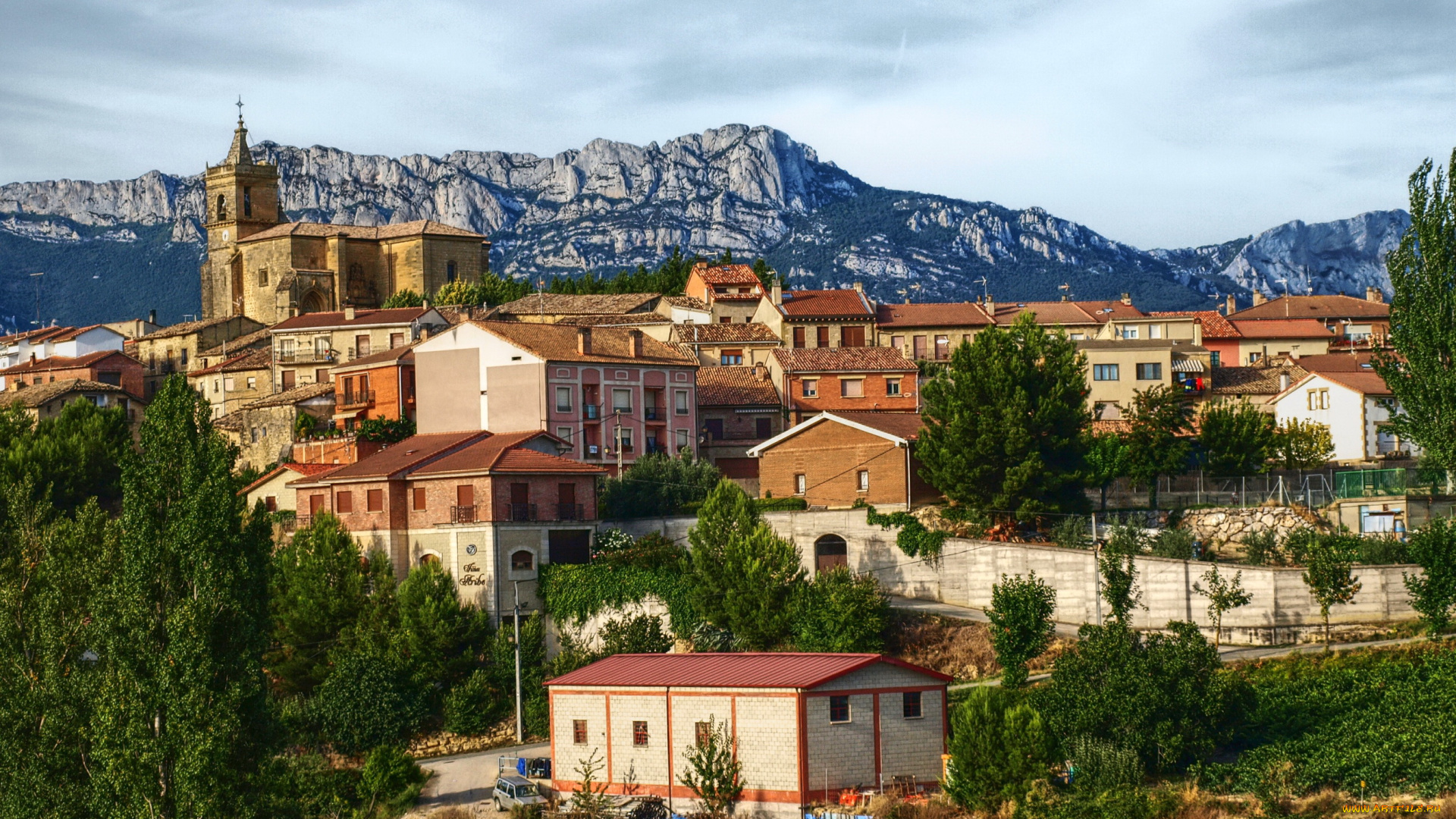 испания, риоха, алавеса, города, панорамы, здания, деревья, панорама