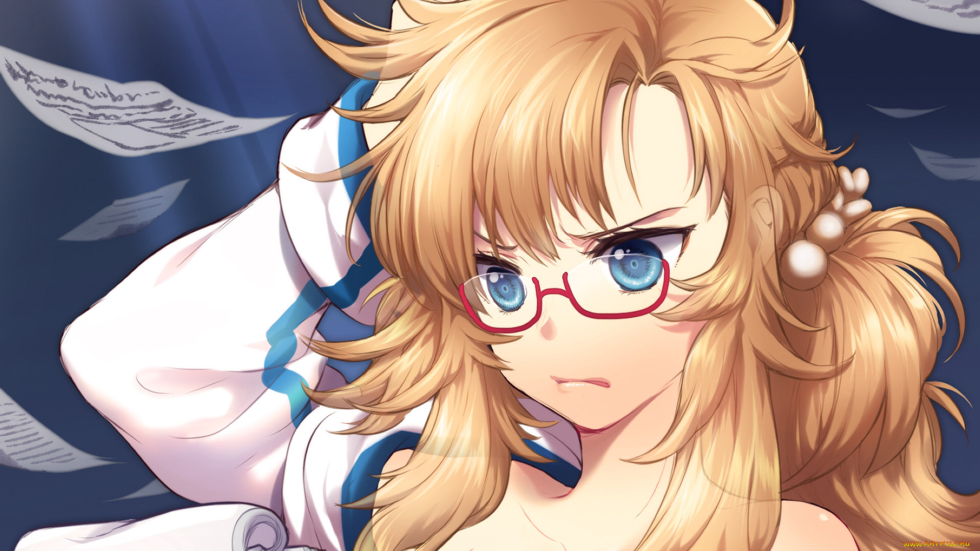 sword, girls, аниме, очки