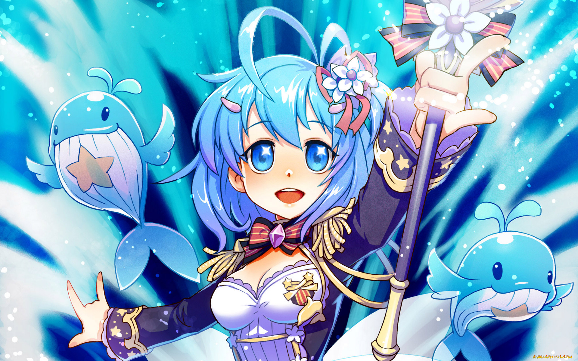 sword, girls, аниме, дельфины