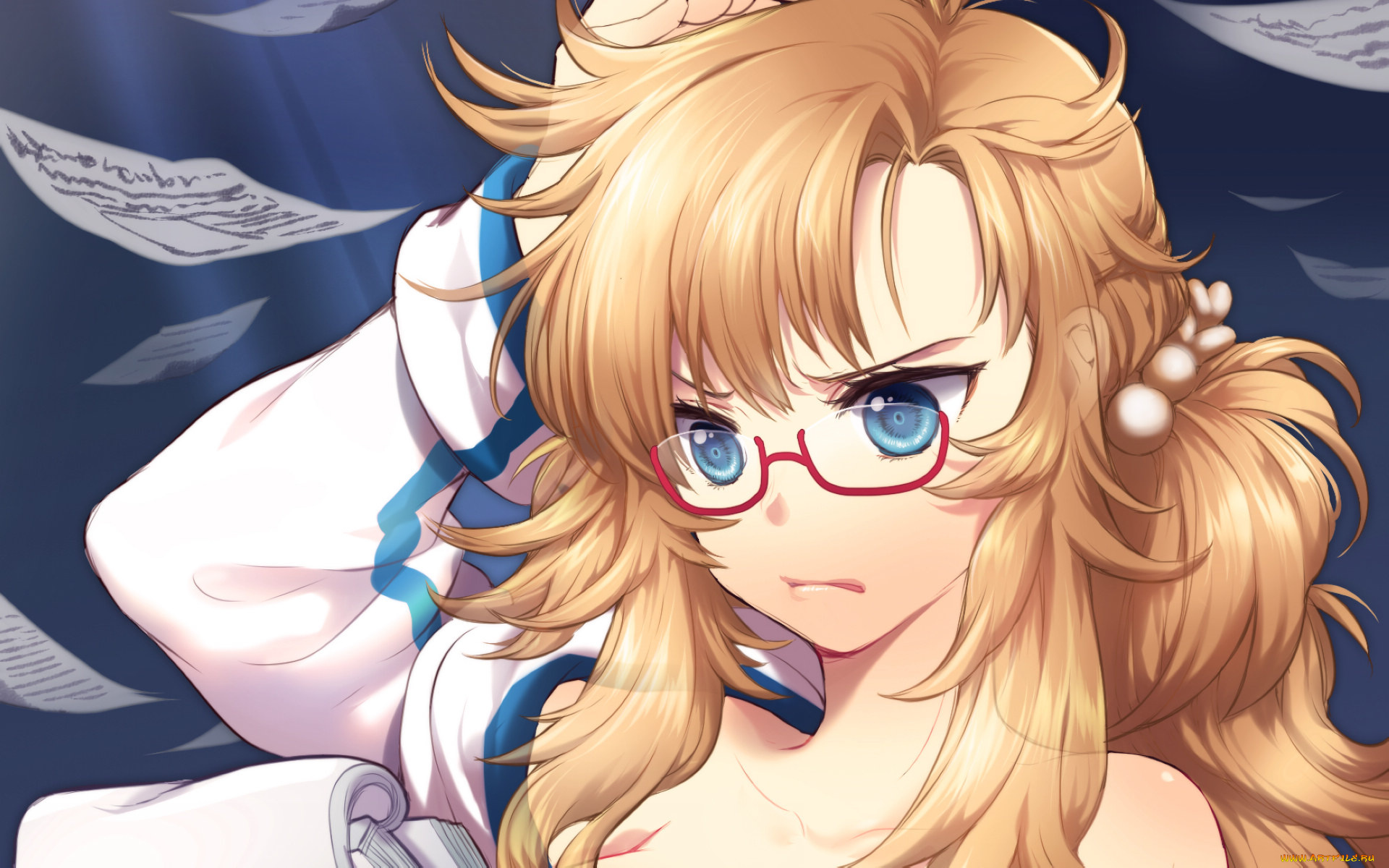 sword, girls, аниме, очки