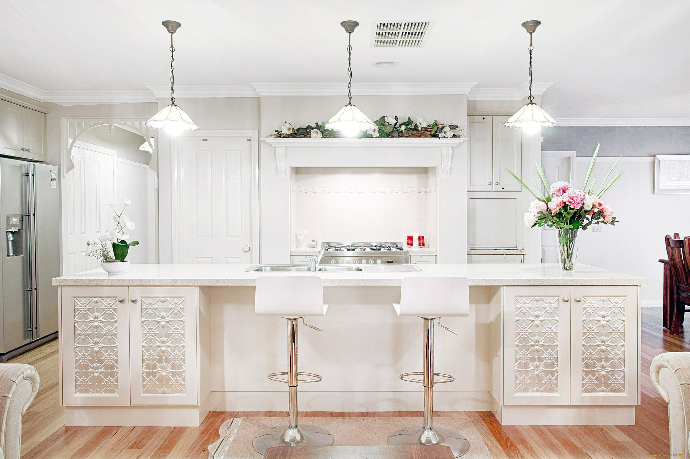 интерьер, кухня, белый