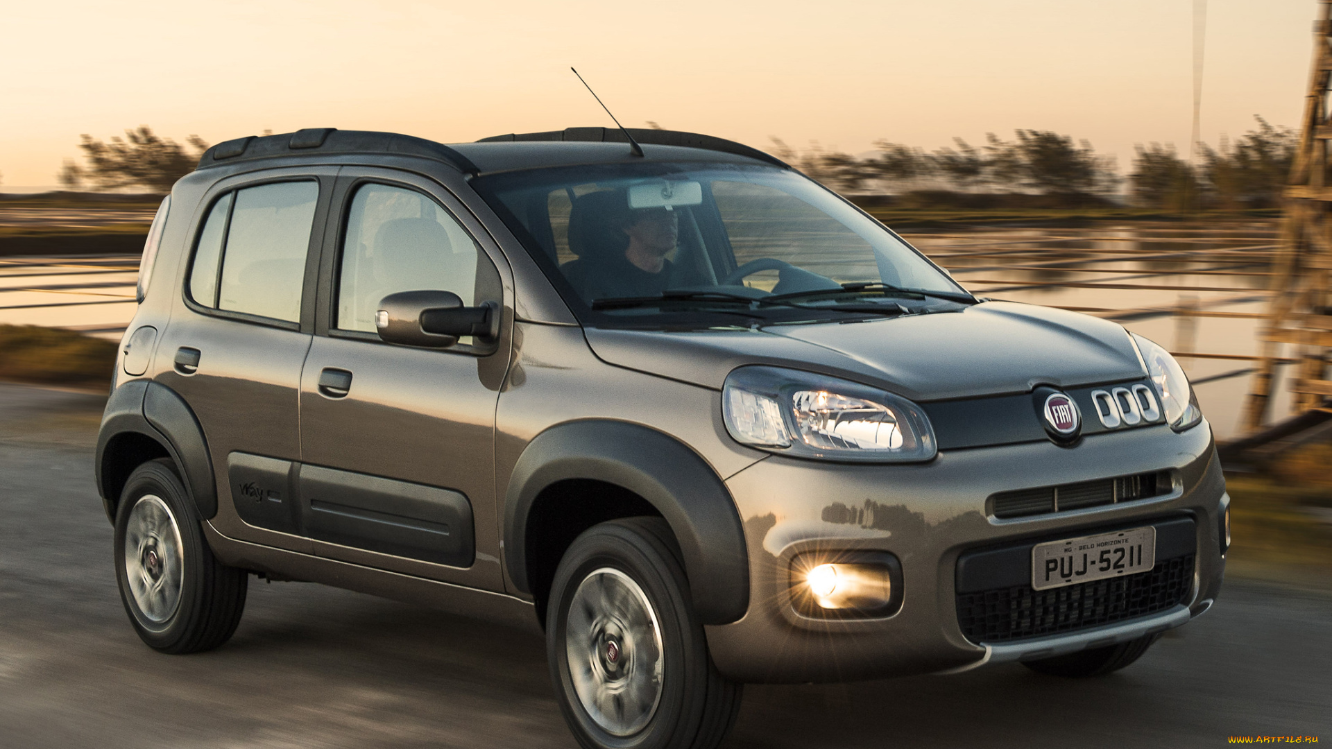 автомобили, fiat, way, uno, темный, 2014г