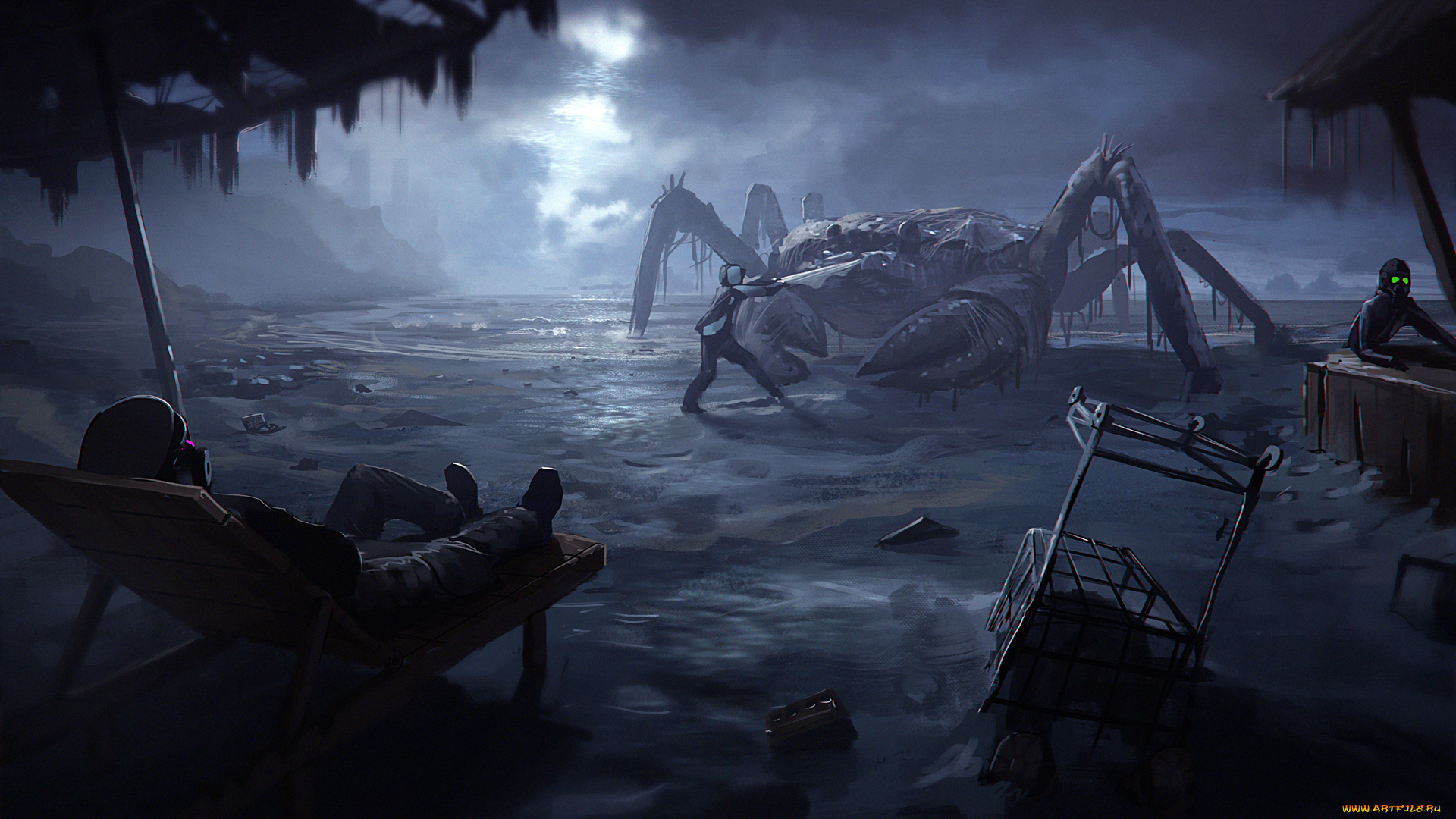 фэнтези, романтика, апокалипсиса, romantic, apocalyptic, crab, beach, night