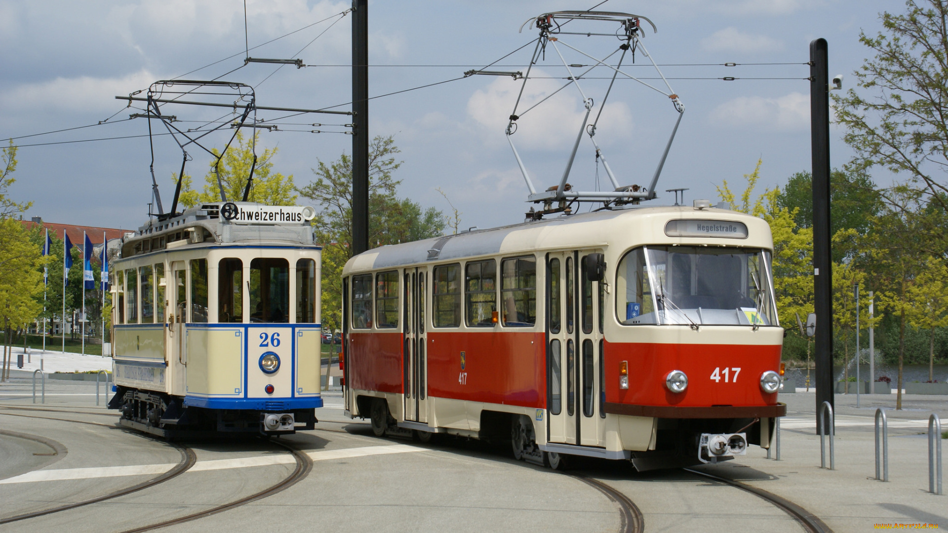 техника, трамваи, трамвай, рельсы, улица, город