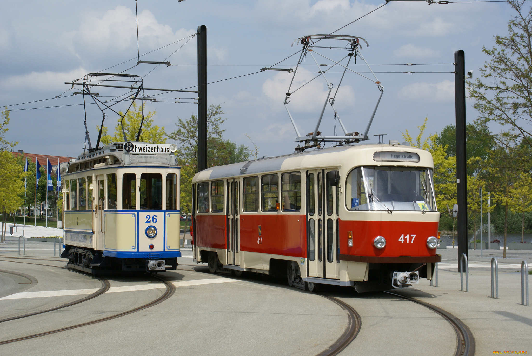 техника, трамваи, трамвай, рельсы, улица, город