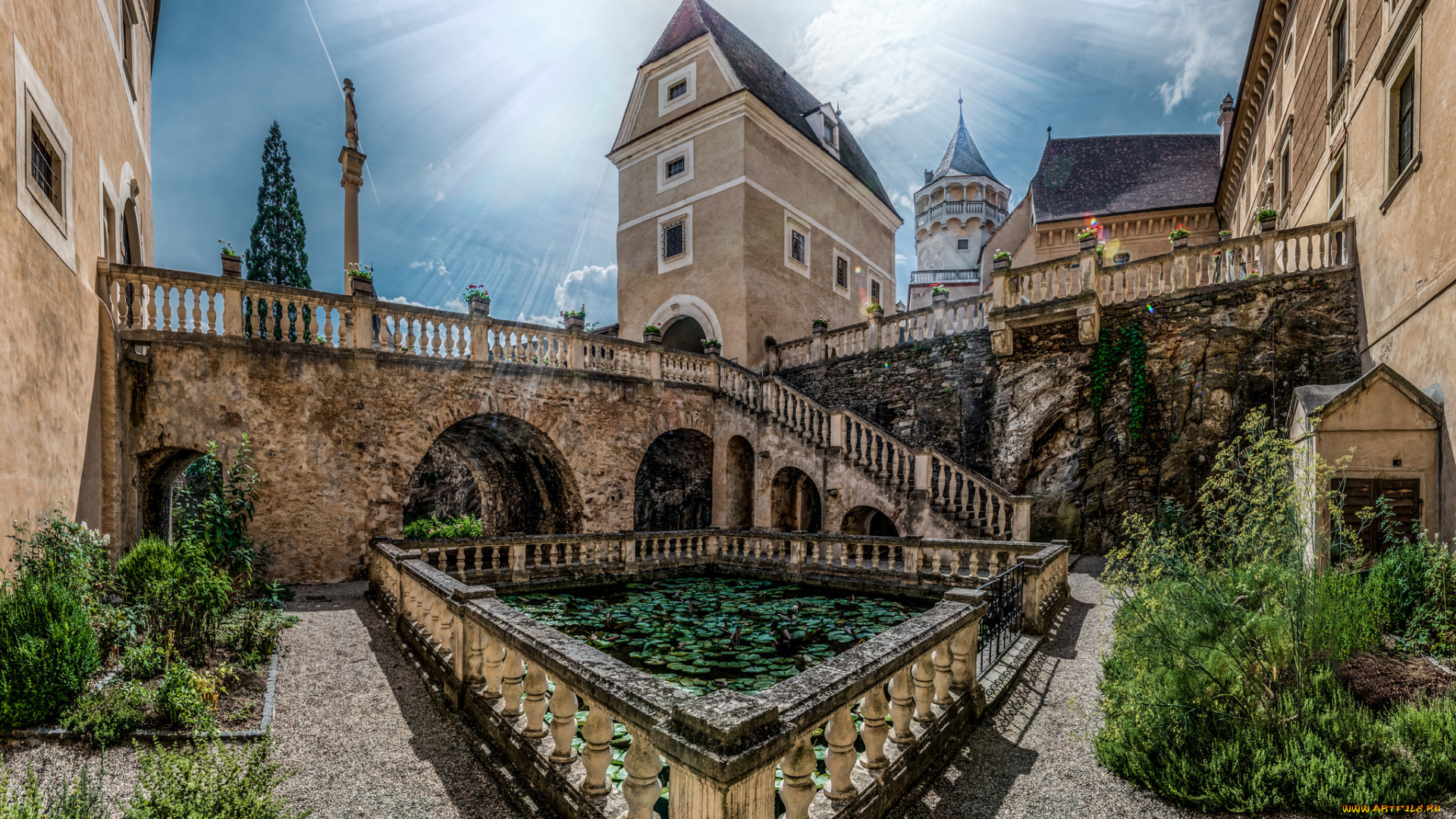 castle, rosenburg, города, замки, австрии, замок, дворик