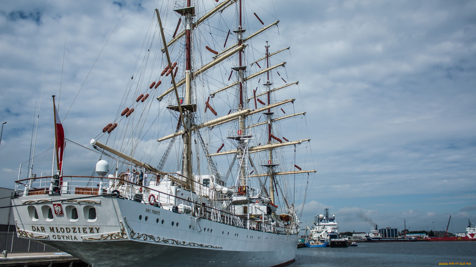 dar, mlodziezy, корабли, парусники, мачты, причал, паруса