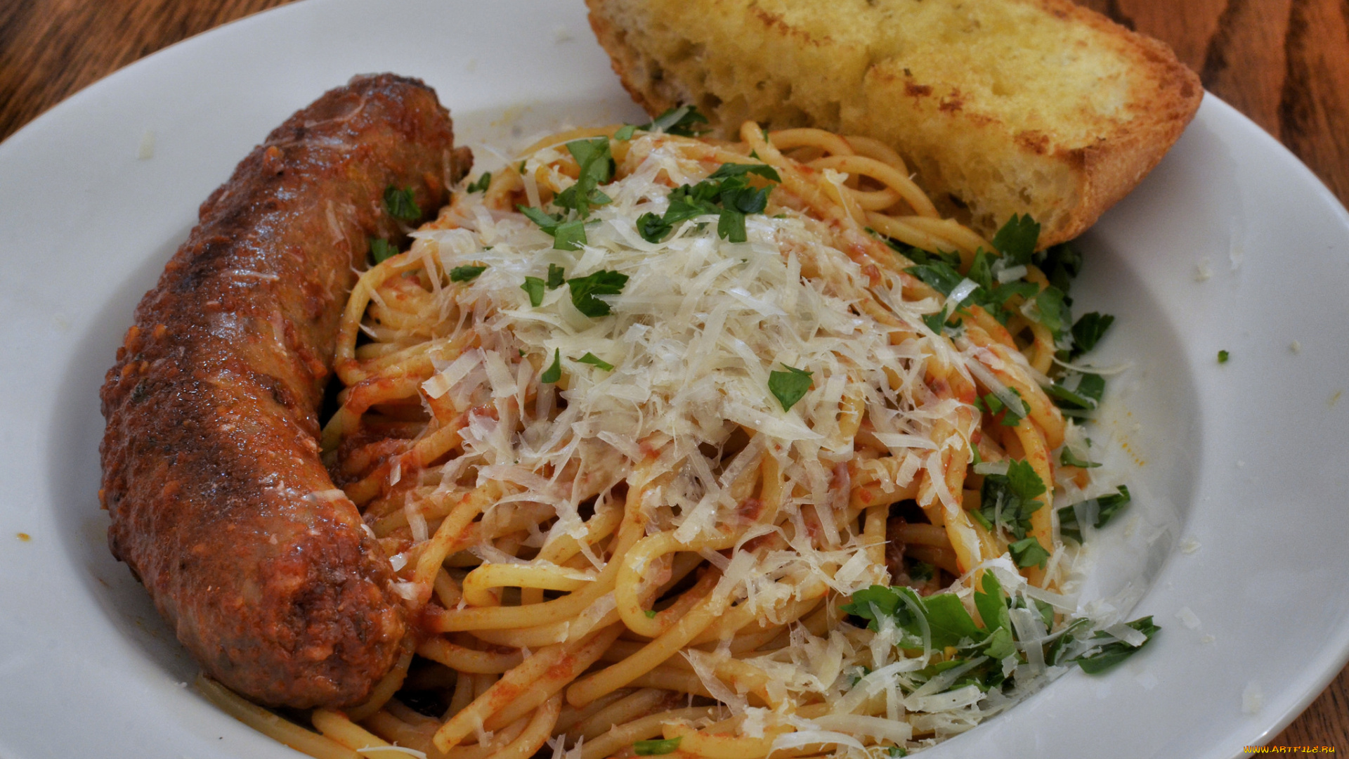 еда, макаронные, блюда, овощи, колбаска, макароны, хлеб