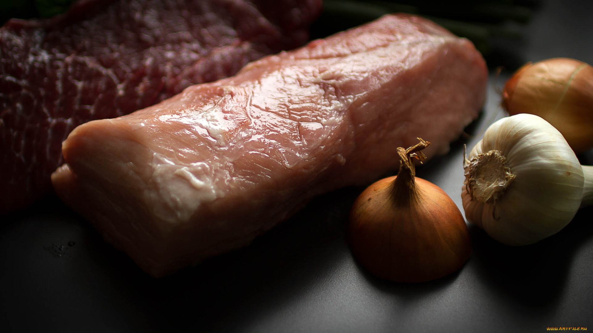 еда, мясные, блюда, лук, мясо