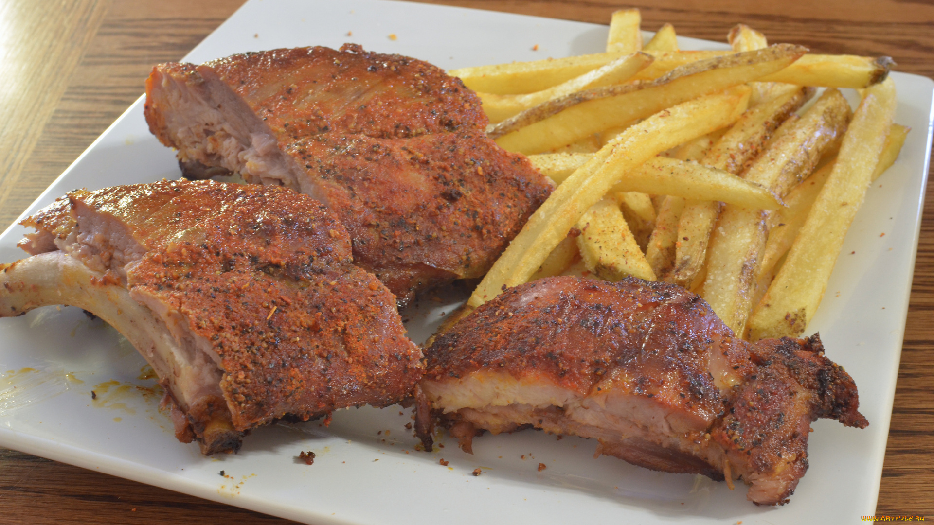 еда, мясные, блюда, ребрышки, картошка