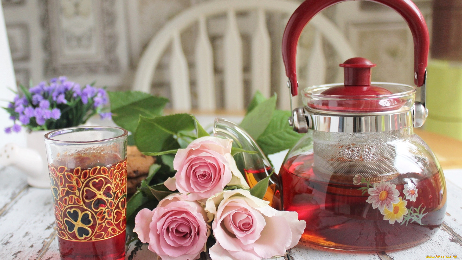 еда, напитки, , Чай, натюрморт, розы, чай, чайник