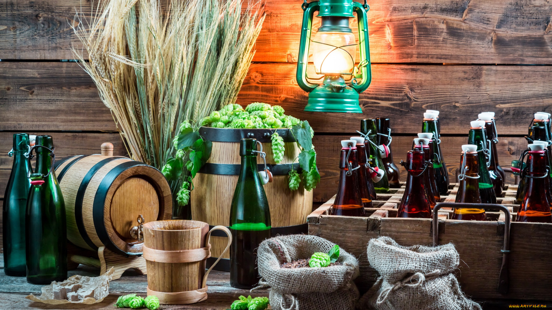 еда, напитки, , пиво, hops, beer, пшеница, бутылки, хмель, алкоголь, wheat, фонарь