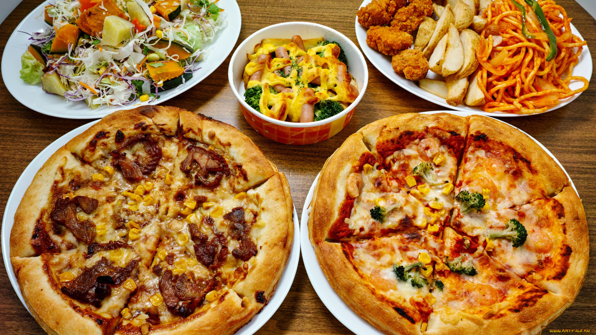еда, пицца, салат, овощи