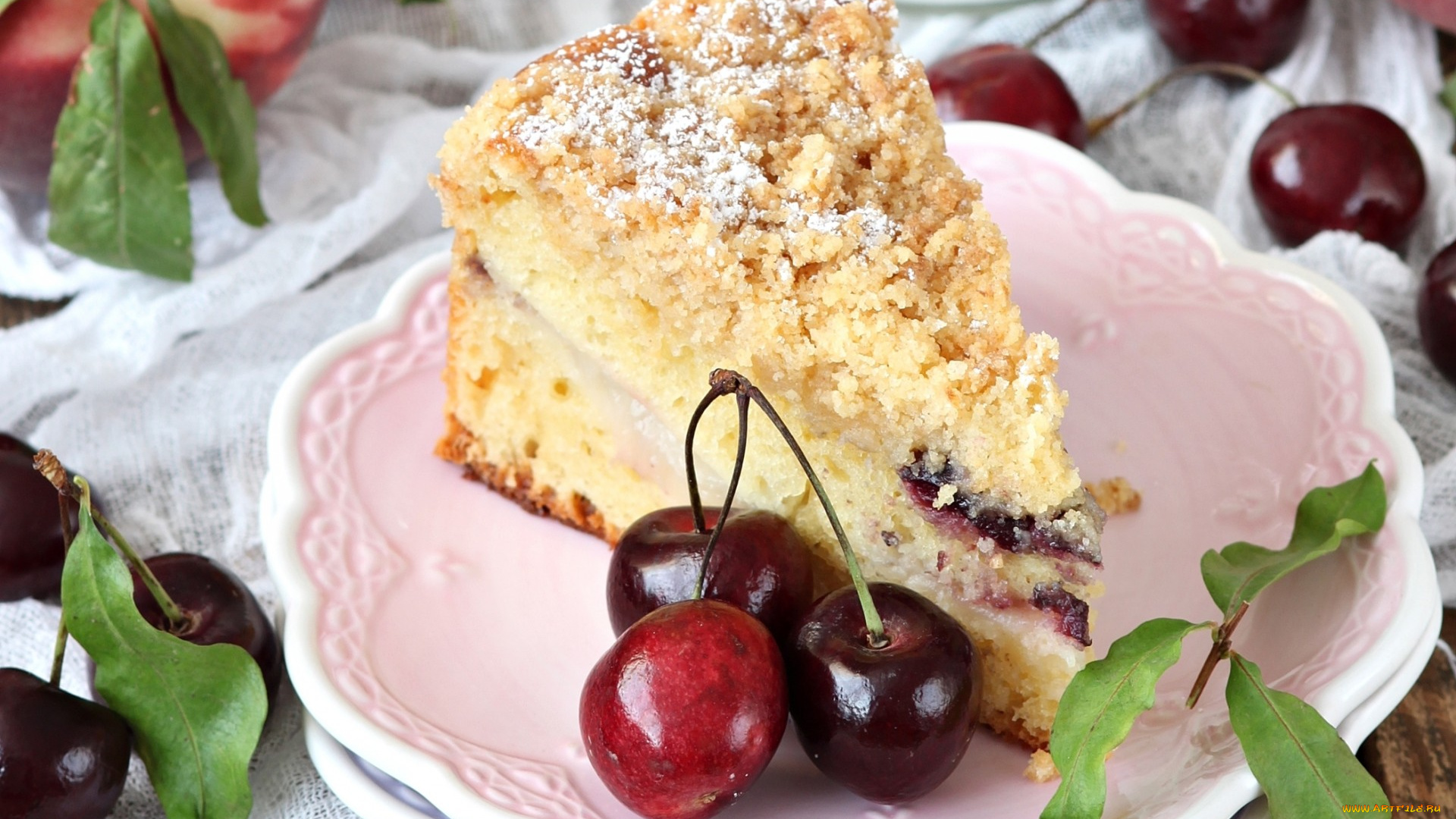 еда, пироги, вишня, пирог, выпечка, ягоды