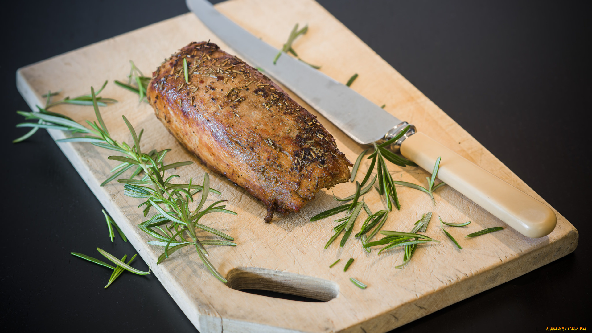 pork, tenderloin, еда, мясные, блюда, зелень, свинина