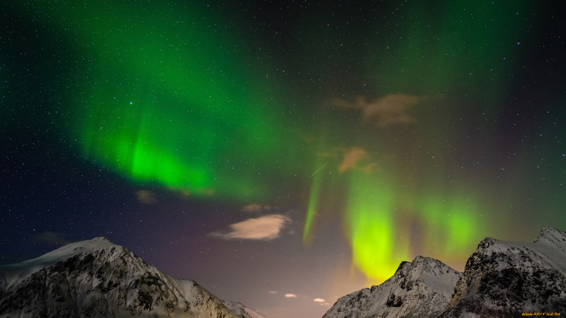 природа, северное, сияние, сполохи
