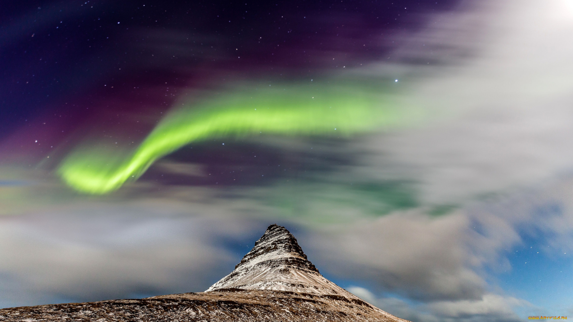 природа, северное, сияние, сполохи