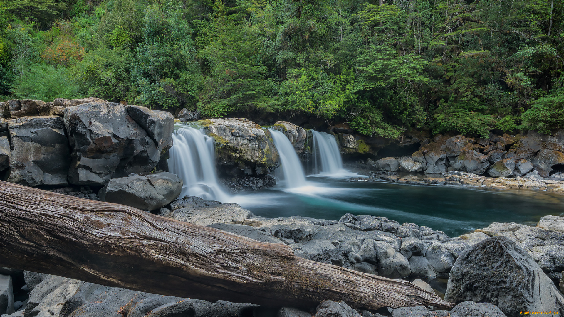природа, водопады, река, лес, водопад