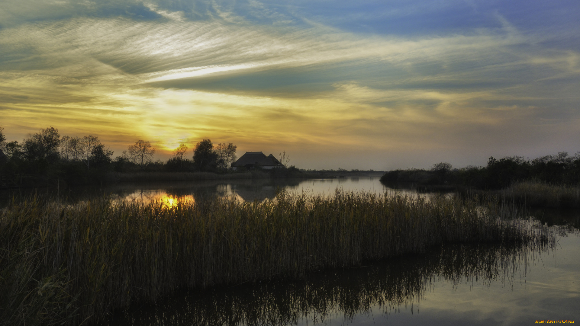 природа, восходы, закаты, сумерки, река